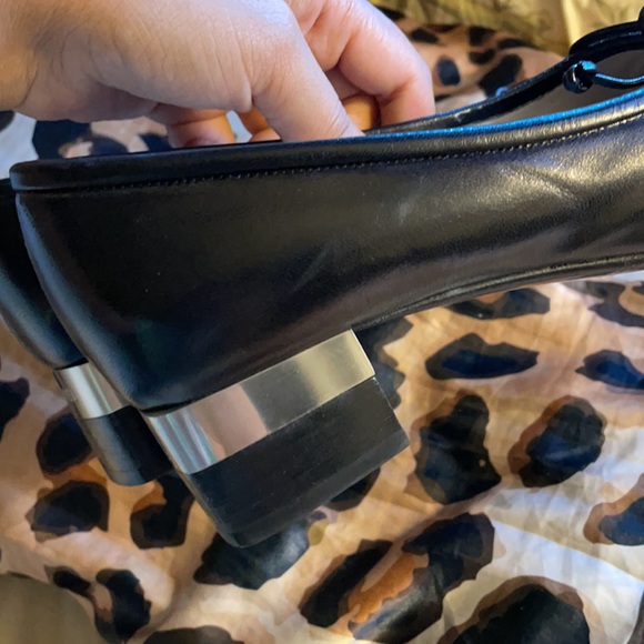 Chanel Black Leather Ballet Block Low Heel 7.5 - Picture 4 of 13